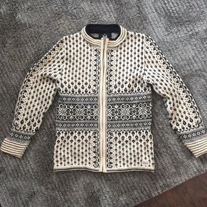 Dale of Norway zip-up black & white sweater
